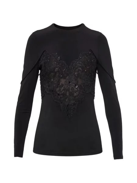 Top Nissa de lână negru