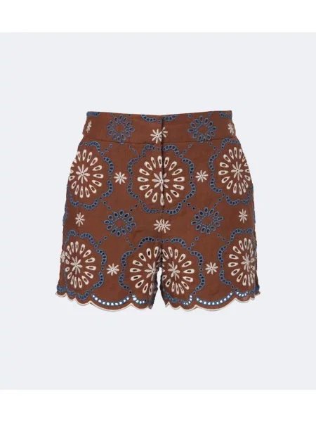 Pantaloni scurți Veronica Beard cu broderie de in