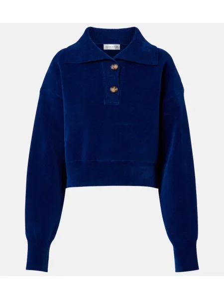 Hanorac Victoria Beckham de catifea albastru