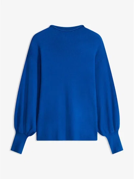 Sweter oversize z mieszanki niebieski