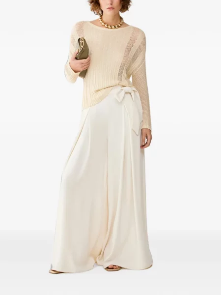 Pantaloni palazzo Pennyblack cu funde alb