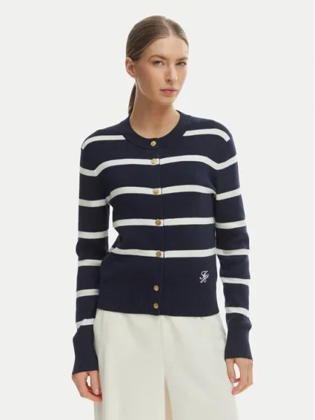 TOMMY HILFIGER Geacă tricotată bleumarin alb