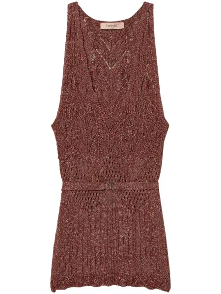 Dzianinowy top Twinset brązowy
