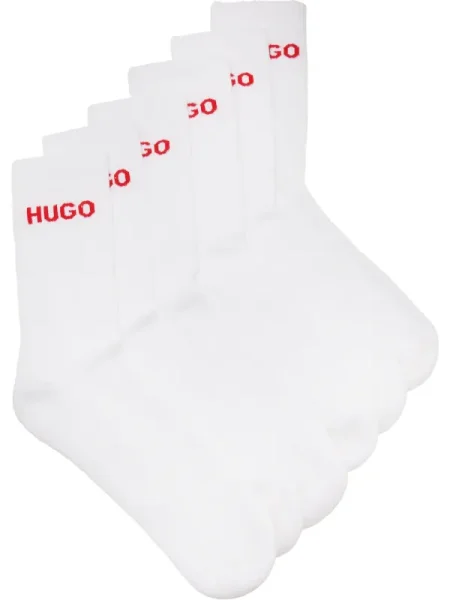 HUGO zokni 6 db fekete férfi fehér