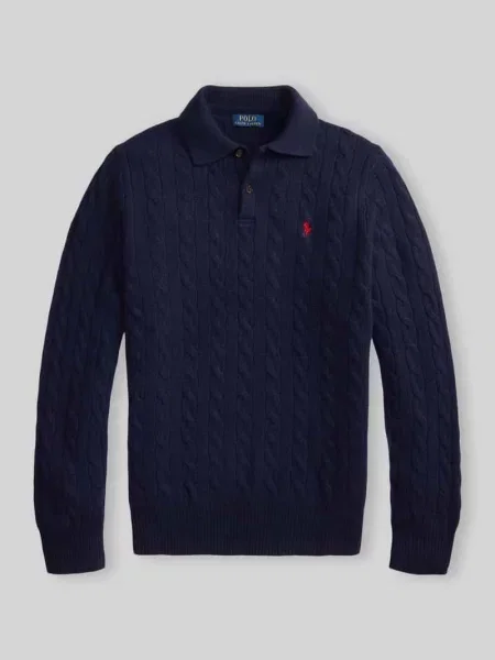 Sweter o kroju regular fit z mieszanki wełny i kaszmiru Polo Ralph Lauren granatowy