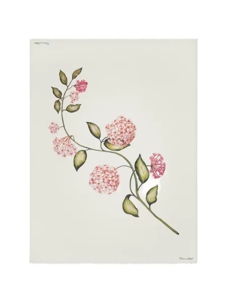 Fular Oscar De La Renta cu model floral cu imagine alb