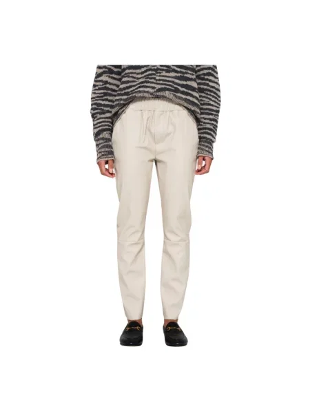 Joggery 10days skórzane o krotszym kroju beżowe