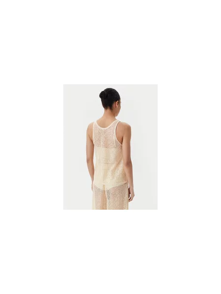 PINKO Marškinėliai Waiting canottiera rete Slim Fit smėlio