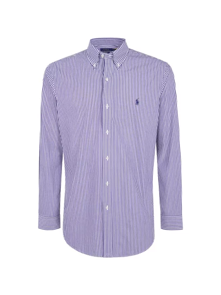 Cămașă Polo Ralph Lauren cu broderie cu dungi violet