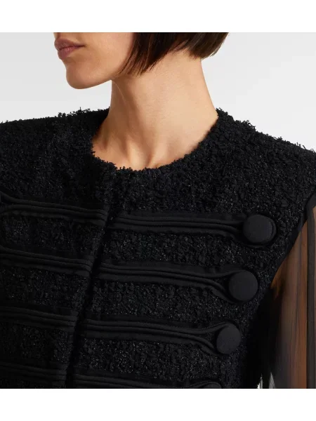 Geacă Balmain de mătase negru