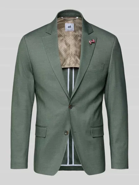 Marynarka na 2 o kroju slim fit z z patką Atelier Torino zielona