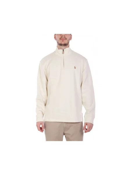 Dzianinowy sweter Polo Ralph Lauren ze stójką beżowy