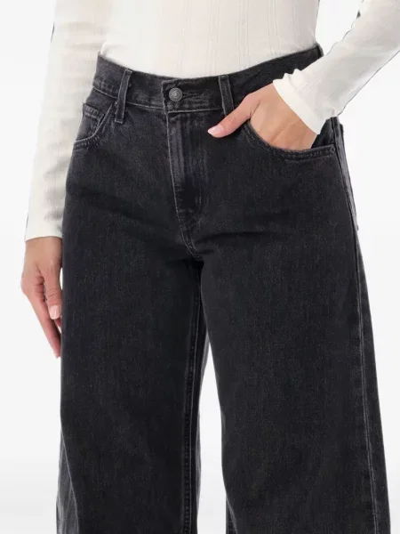 Levágott öves magas derekú szoknya Levi's® fekete