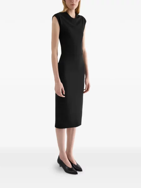 Рокля Jil Sander без ръкави с кръгло деколте черно