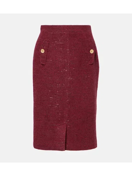 Fustă tip creion Alessandra Rich din tweed roșu