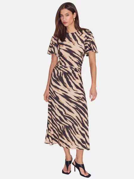 Lipsy Rochie bej / maro coniac negru