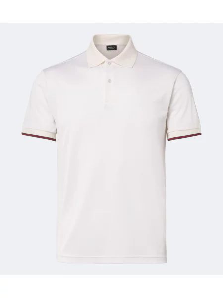 Tricou polo Gucci de mătase cu dungi alb