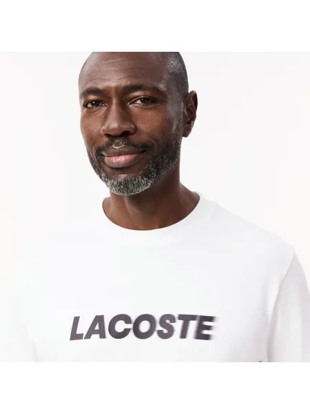 Lacoste Klasyczny Krój Gruba Koszulka Z Logo biała