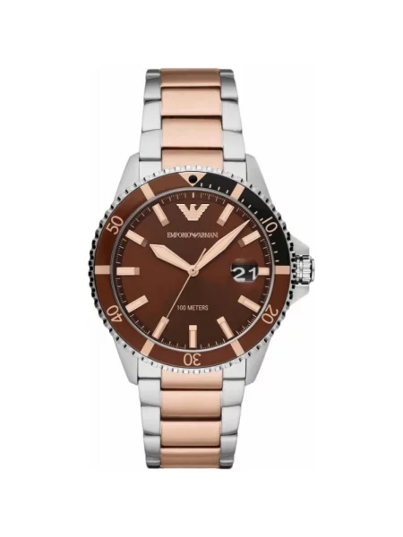 Wielobarwność lniany zegarek Emporio Armani szary