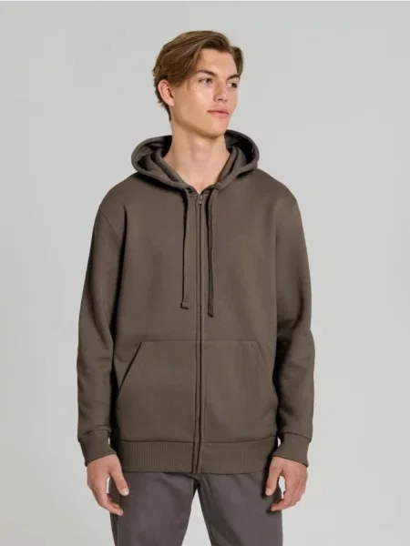 Sinsay Rozpinana bluza z kapturem i brązowy