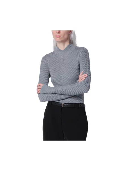 Lniany sweter Victoria Beckham szary