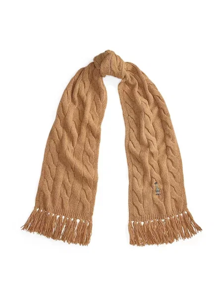 Вовняний шарф Polo Ralph Lauren з аплікацією бежевий