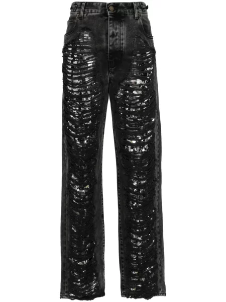 Zwężane dżinsy Darkpark z przetarciami zwężany szary