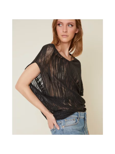 Sweter Manila Grace z krótkim rękawem czarny