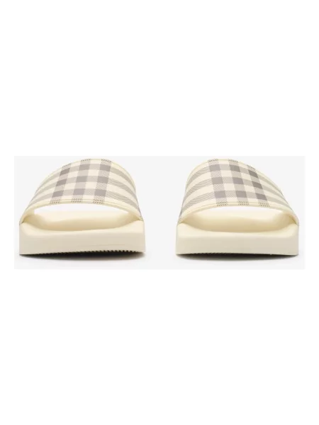 Klapki Burberry w kratę białe