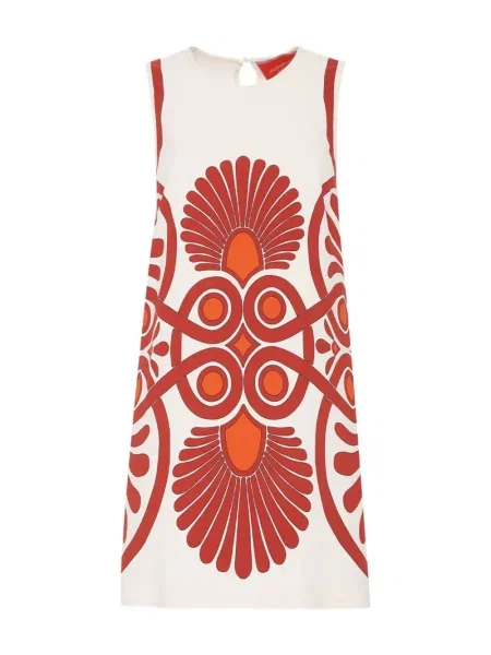 Rochie La Doublej cu imagine cu imprimeu geometric de costum alb