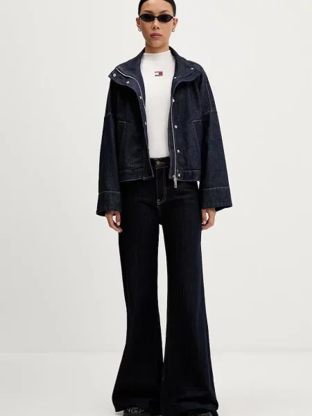 Tommy Jeans top bombažen z elastanom bež