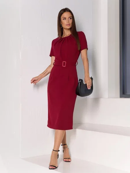 ISSA Plus Сукня міді бордовий