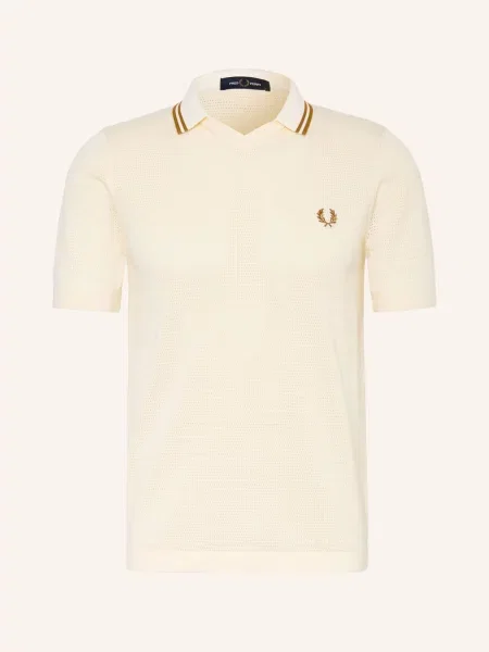 Fred Perry Pletené Polo Tričko krémová hnědá