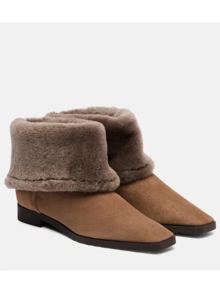 Cizme scurte Toteme din piele de căprioară bej