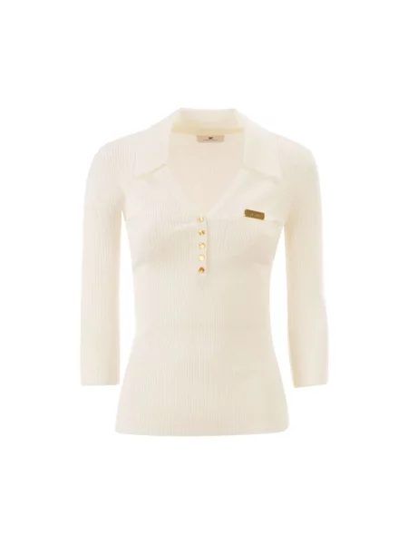 Dzianinowy sweter Elisabetta Franchi beżowy