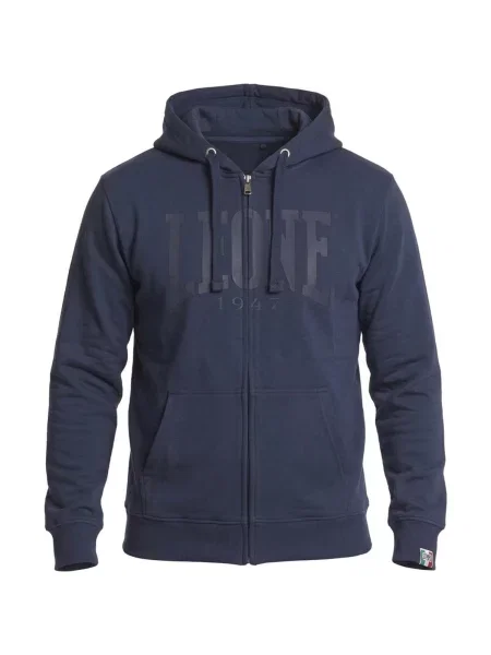 Mikina na zips Leone 1947 s autogramom modrá