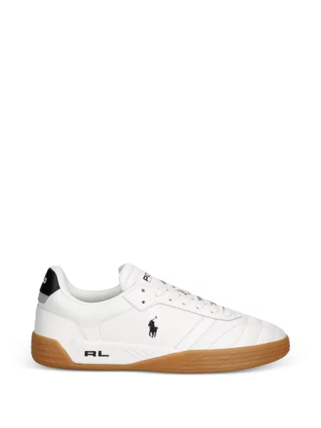 Papuci Polo Ralph Lauren din piele cu autograf cu cordon albastru