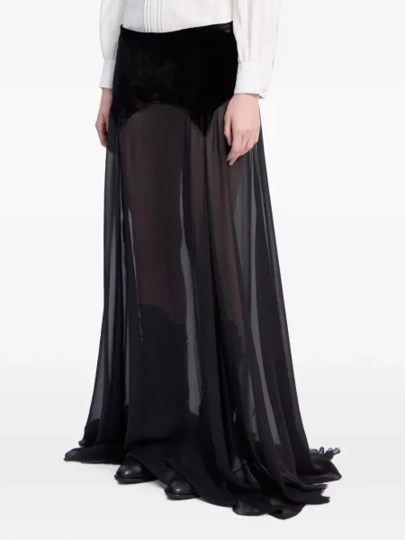 Fusta maxi Ann Demeulemeester de mătase negru
