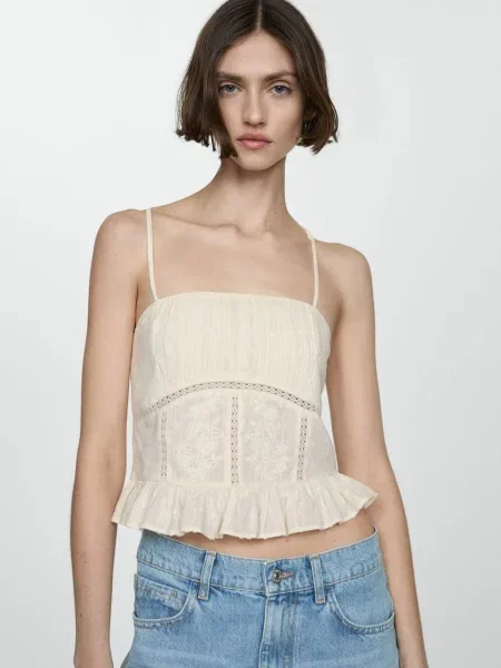 MANGO Top Perla amestacat alb