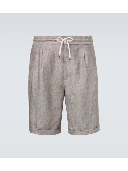 Laneni lanene kratke hlače Brunello Cucinelli siva