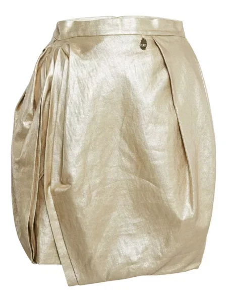 Lniana mała mały spódnica mini Elisabetta Franchi złota