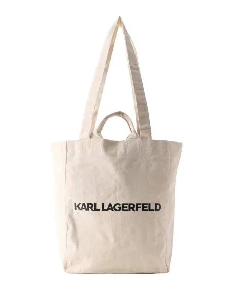 Karl Lagerfeld Nakupovalna torba črna / off-bela bela