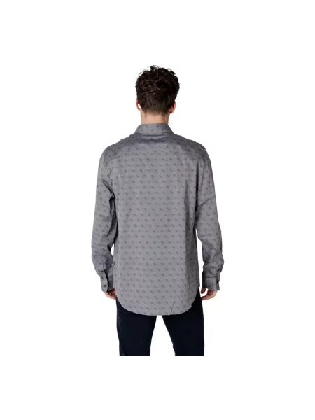 GUESS koszula biznesowa Mężczyźni Regular Fit wzorzysty M szary