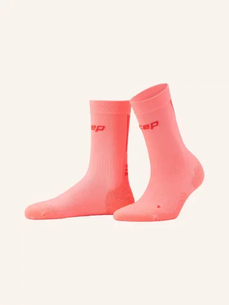 Cep Běžecké Ponožky Core Run Ultralight Mid Cut Light Cushion neonově oranžová červené