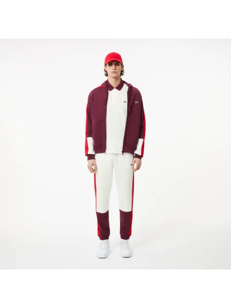 Lacoste Koszulka Polo Z Blokadą Koloru Regular Fit Czerwona biały