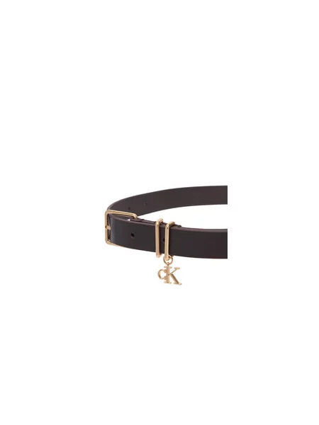 Calvin Klein Pas Monogram Charm Keeper Belt Temno rjava modra