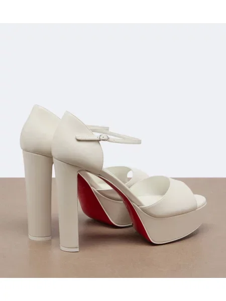 Sandale Christian Louboutin din piele cu platformă alb
