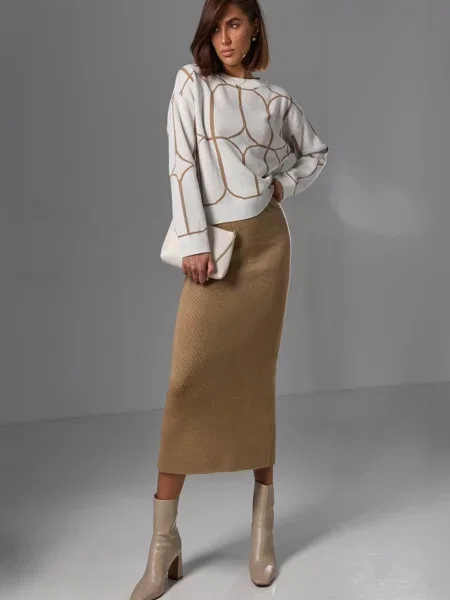 Спідниця міді TrikoBakh світло-коричневий коричнева