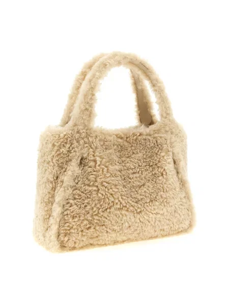 Shopperka Stella Mccartney z logo skórzana beżowa