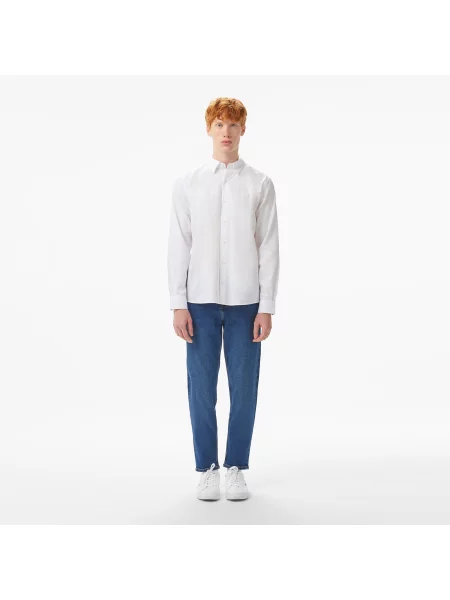 Lacoste Koszula O Wąskim Kroju Z Kołnierzykiem Na biała